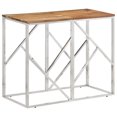 thumbnail image 1 of vidaXL Console Table Silver Stainless Steel and Solid Wood Acacia, 1 of 5