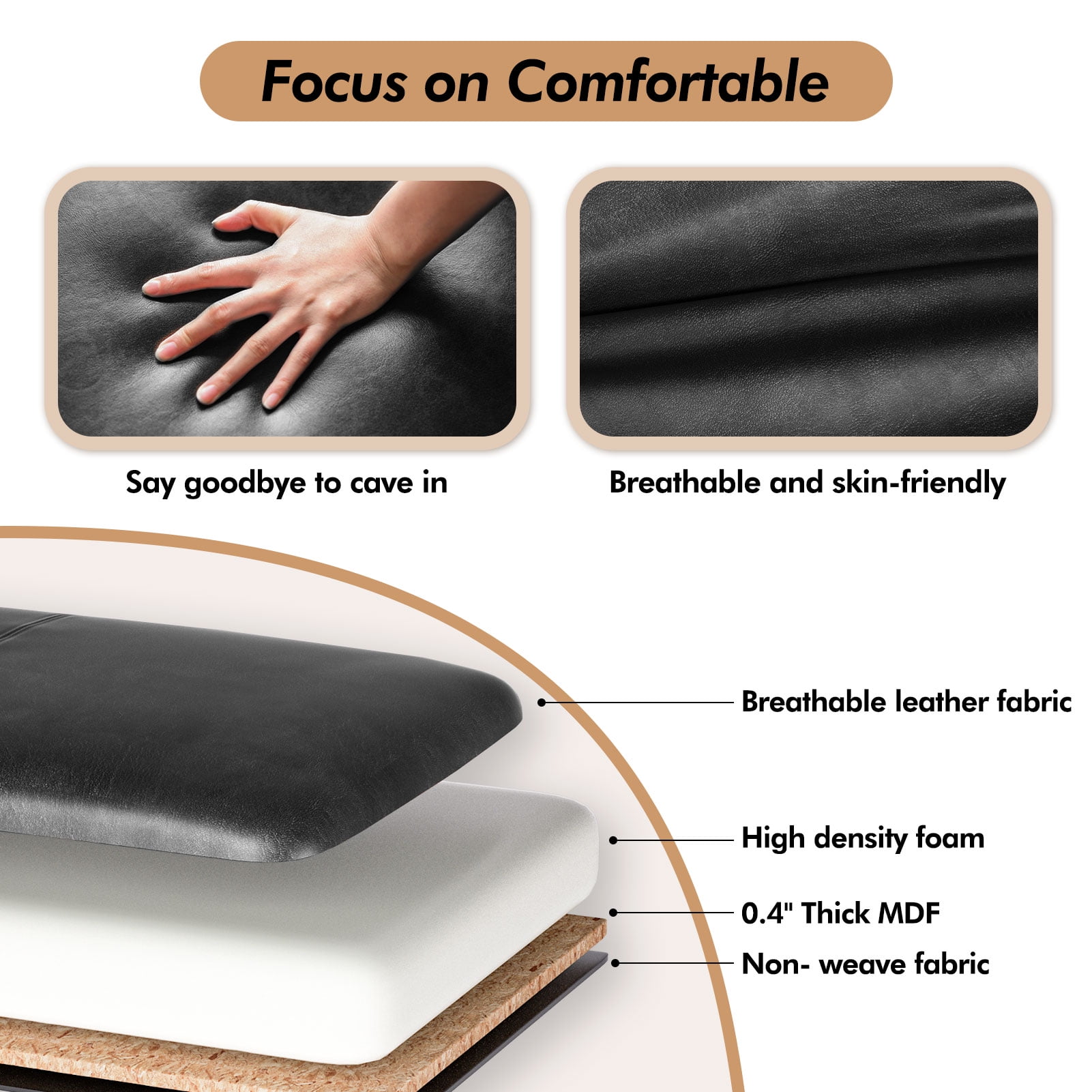 zzw 53" Upholstered Storage Ottoman Bench with Safety Hinge Lid and Tufted Fabric