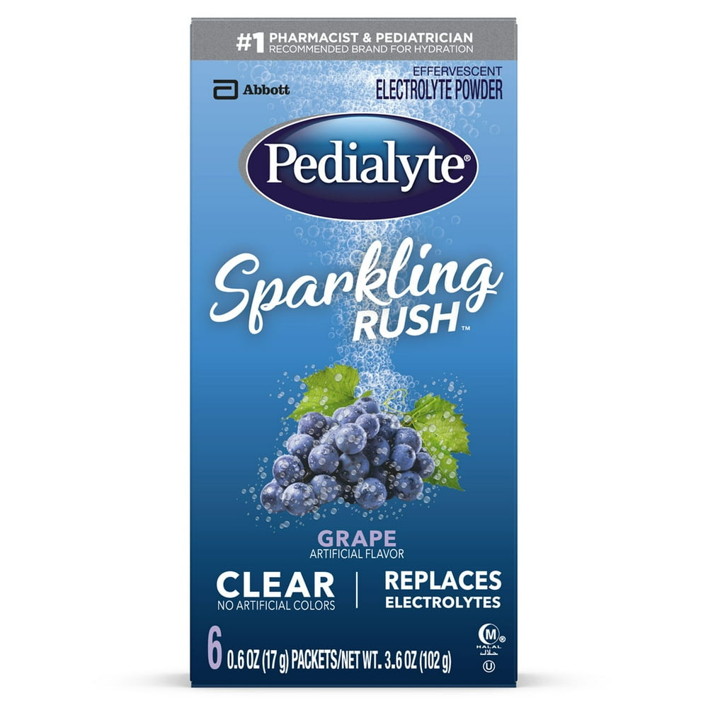 Pedialyte Sparkling Rush Electrolyte Powder, Grape, Sparkling