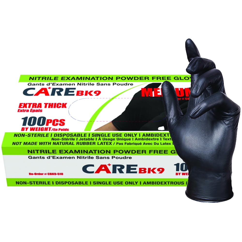 Skintx Care Medical Grade Nitrile Disposable Gloves, CBK9-50015-L-BX, Black, (Pack of 100) by Performance Safety Group
