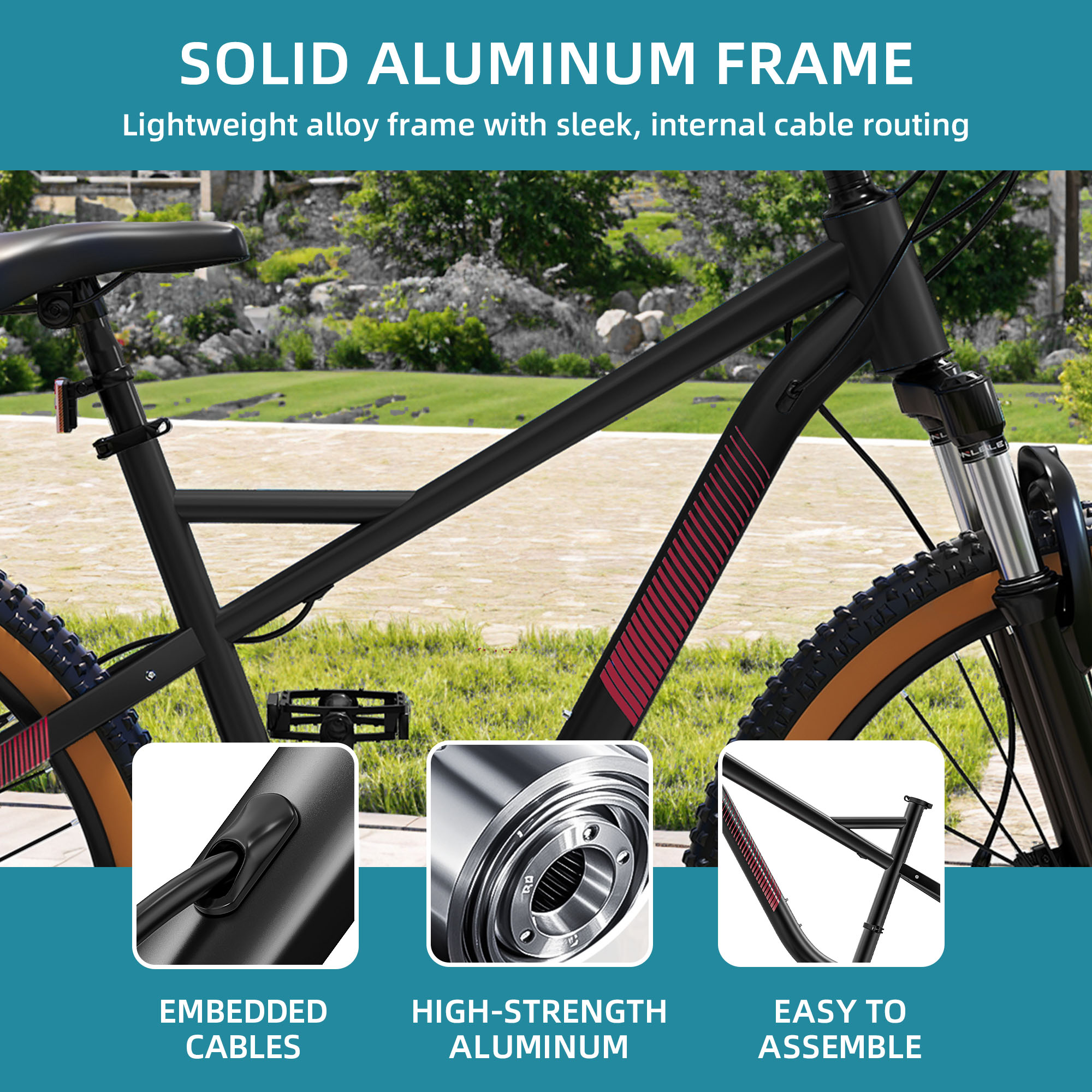 Uforic 26" Mountain Bike, 21-Speed, Dual Disc Brakes, Front Suspension, Aluminum Frame for Adults, Black