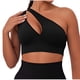 thumbnail image 1 of Karight Women's One Shoulder Sports Bras Workout Left Strap Yoga Bras Cute Medium Support Crop Tops, 1 of 3