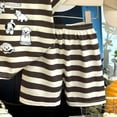 thumbnail image 4 of Ulanda Kids Toddler Boy Clothes Outfits Bear Print Tee + Plaid Shorts 2 Pieces Summer Shorts Set (Black, 6-12 Months), 4 of 4