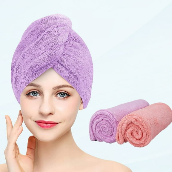 Women's Microfiber Hair Towel, 2 Pack Set 10 x 26 inches Super Absorbent Hair Drying Wrap Towel with Claw Clips, After Shower Towel Head Shower Wrap for Drying Curly Long Thick Hair