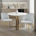 thumbnail image 2 of Newnno Velvet Modern Dining Chairs Set of 2, Upholstered Armless Accent Side Chair with Metal Legs for Kitchen Dining Room, Grey, 2 of 5