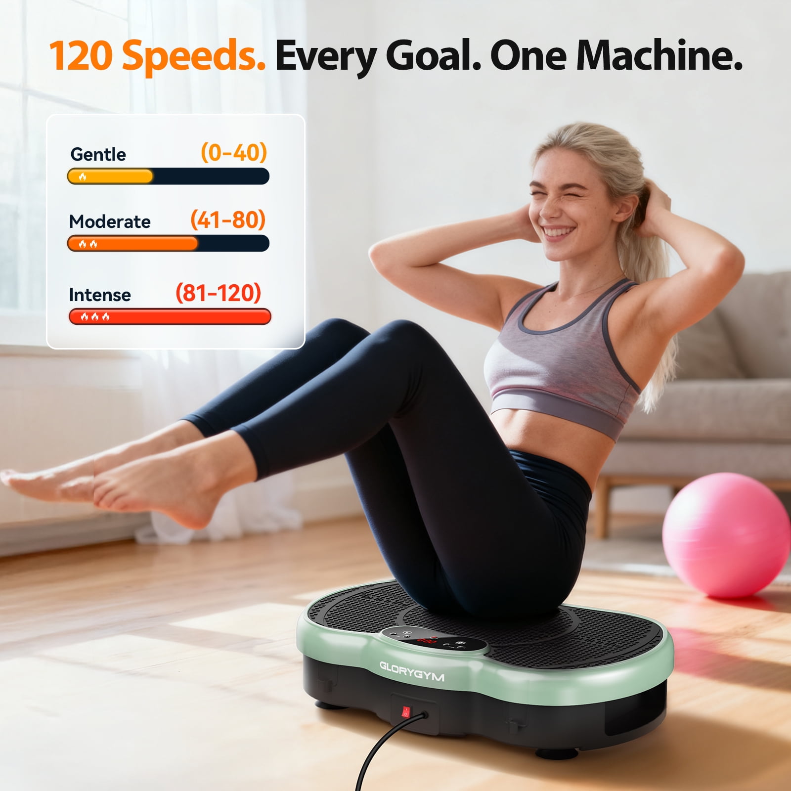 Anqdy Vibration Plate Exercise Machine Wellness-Focused Weight Loss Toning LCD Display Green