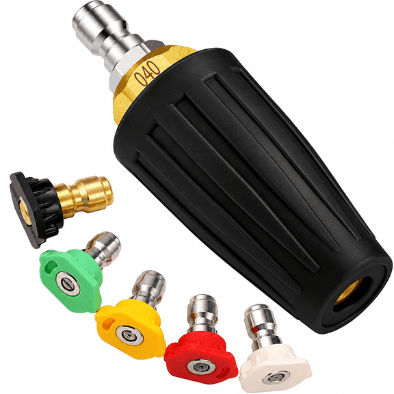 Washer Tips Kit with 5 Power Nozzle 1/4" Quick Connect, 0, 15, 25, 40, Rinse1 for Car, Concrete, Brick