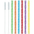 thumbnail image 2 of Pajitas de plástico resistentes, varillas de remoción corta, reutilizables, con 2 limpiadores, para vasos, sin BPA, apto para lavaplatos Colorido, 2 of 4