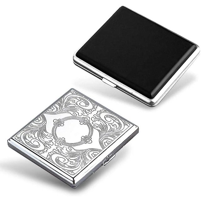 2 Piezas De Cigarrera De Cuero Y Metal Para 20 Cigarrillos Sincero Hogar
