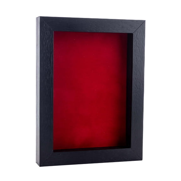 11x14 Shadow Box Frame Textured Black Wood | With a 3/4" Usable Display Depth | Includes a Red Real