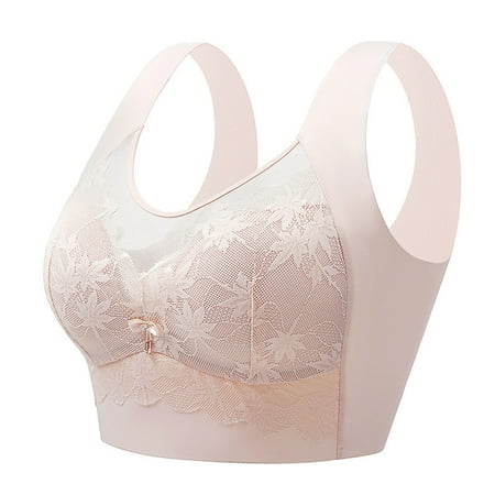 Mrasaso Deals of The Day Clearance! Workout Sets for Women Women Underwear Embroidered Glossy Comfortable Wireless Bra Breathable Design for All-Day Comfort(1pc Bra) Beige|4XL