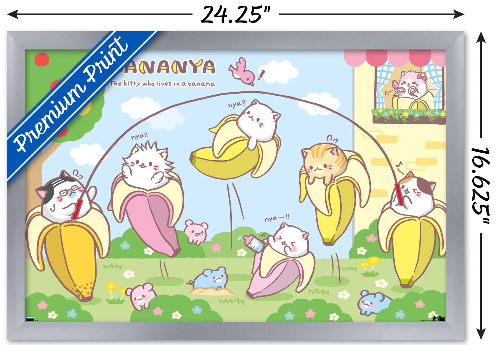 Bananya - Jump Rope Wall Poster, 14.725" x 22.375" Framed