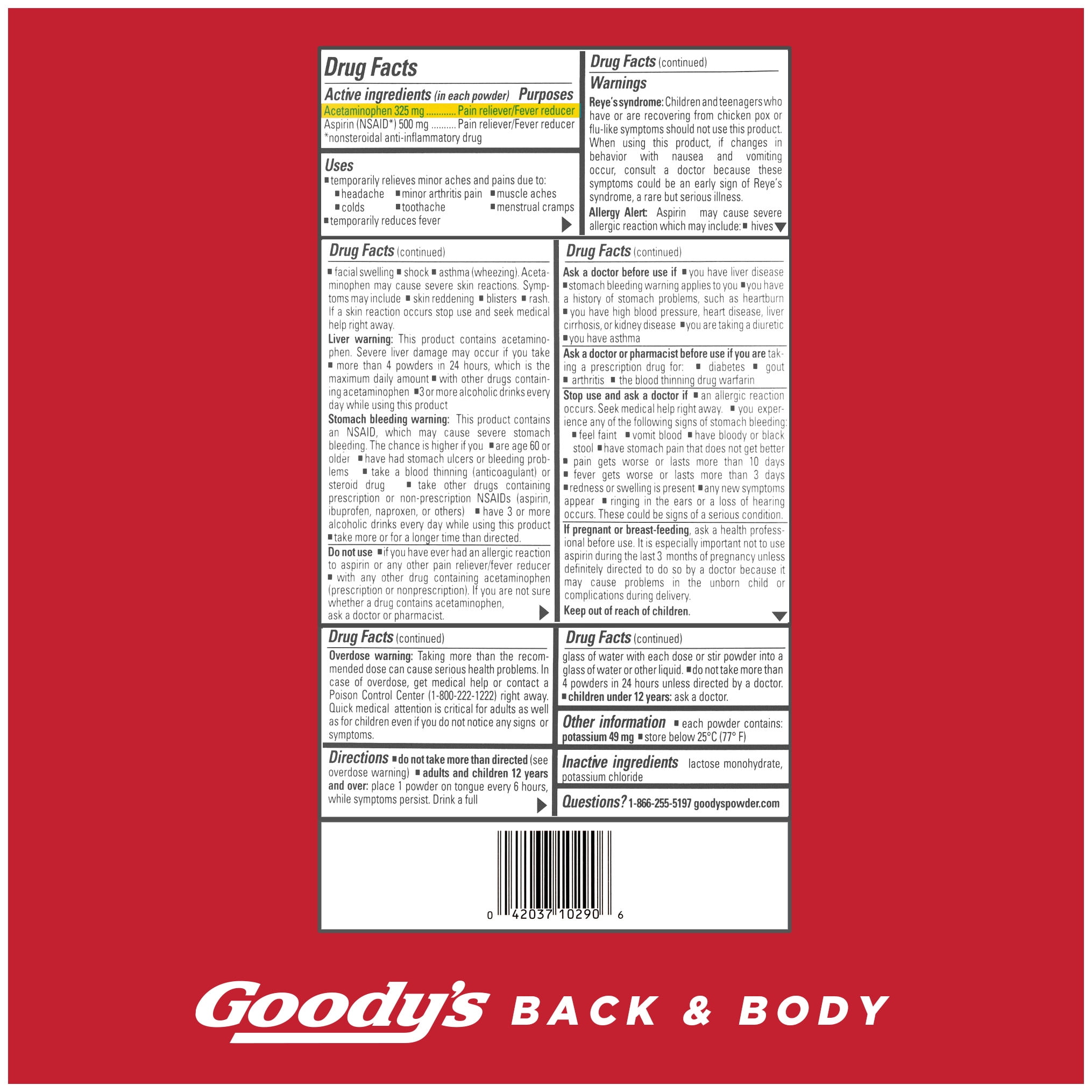 (2 pack) Goody's Back and Body Pain Relief Powder, Body Aches & Pains Relief, 24 Powder Sticks