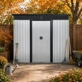 thumbnail image 2 of CarButler 8x6ft Metal Outdoor Storage Shed with Window and Transparent Plate, Lockable Sliding Doors for Garden Backyard Patio White, 2 of 7