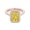 thumbnail image 4 of Ronaldo - Radiant Cut Canary Yellow Moissanite Lab- Diamond Engagement Ring With Pave Band and Halo, 4 of 5