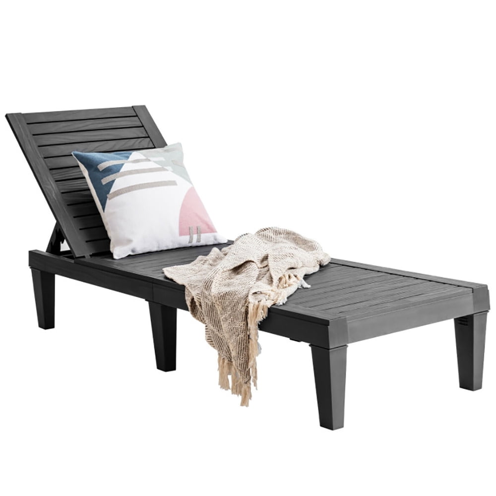 Aimee Lii Outdoor Recliner Chair with 5-Position Adjustable Backrest, Patio Loungers, Black