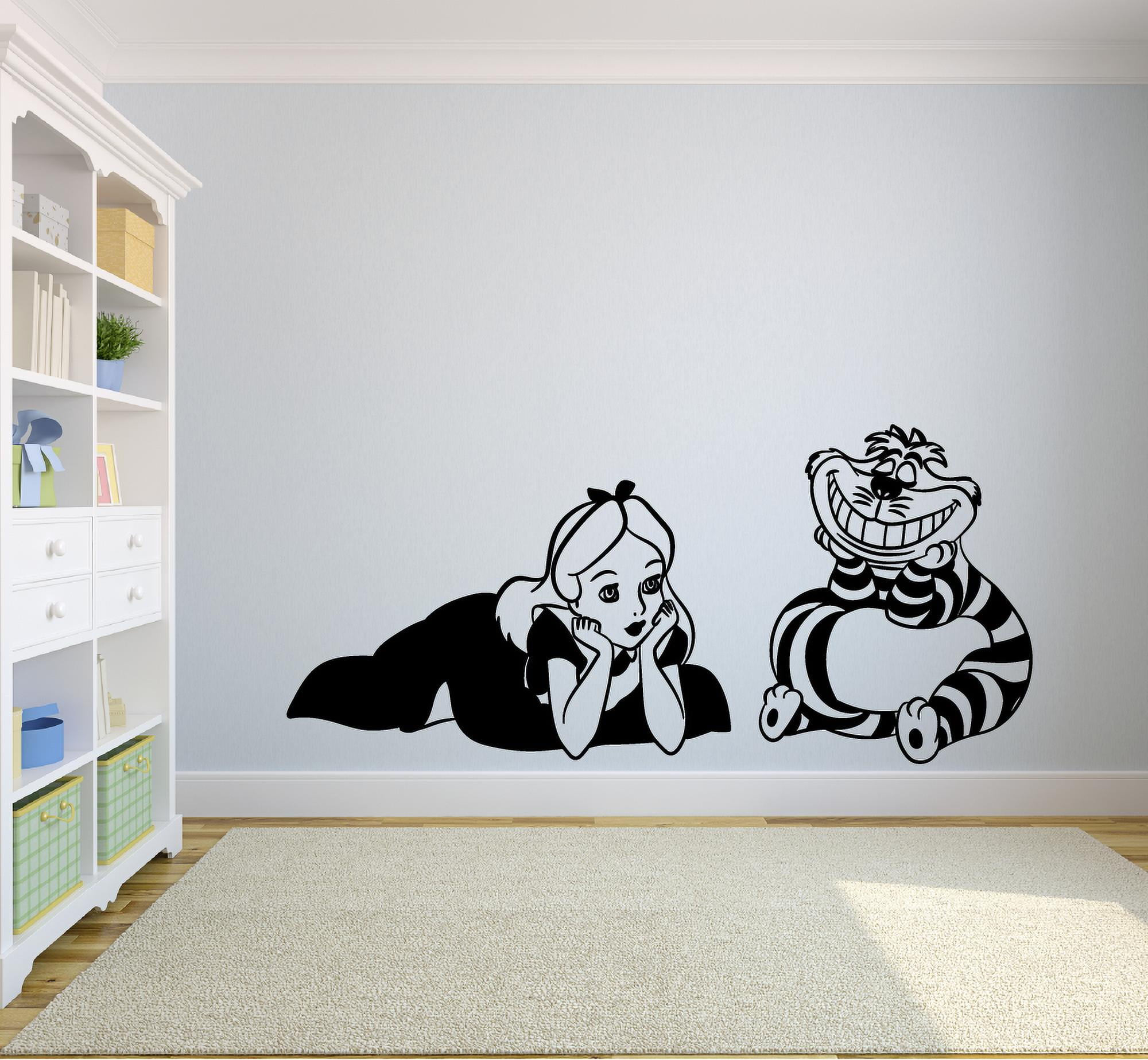 Cheshire Cat Light Switch Wall Sticker Alice in Wonderland Mad Hatter Bedroom 