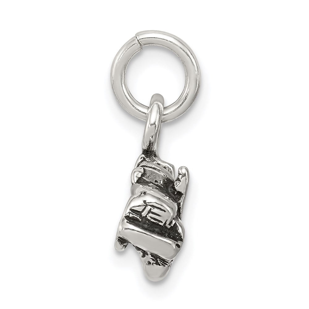 925 Sterling Silver Solid Oxidized Truck Charm 11x18mm Wide Pendant Necklace for Women - 1.7 Grams