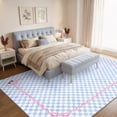 thumbnail image 2 of Garvee 10'x13' Checkered Cherry Area Rug Washable Border Carpet, Soft Non-Slip Low Pile Farmhouse Rug for Living Room Bedroom Home Office, Blue, 2 of 10