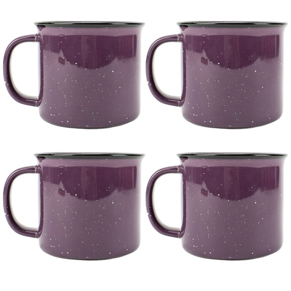 Elanze Designs Speckled Camper Purple 13 ounce Ceramic Coffee Mugs Set of 4