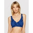 thumbnail image 2 of LAUREN RALPH LAUREN Women's Blue Stretch Lined Removable Cups Ruffled Adjustable Deep V Neck Beach Club Swimsuit Top 12, 2 of 5