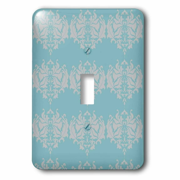 3dRose, Gray On Light Blue Damask Pattern, single toggle switch