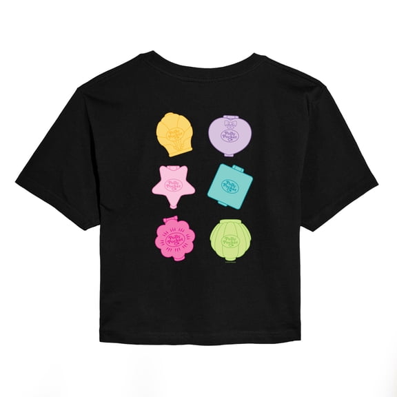 Polly Pocket - Front Logo And Back Case Grid - Junior's - Women's Cropped T-shirt