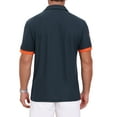 thumbnail image 3 of Men's Pattern Pique Polo Shirt Contrast Color Short Sleeve Golf Polo Shirts M Navy Blue, 3 of 6