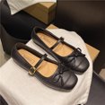 thumbnail image 2 of YOUYEDIAN Mary Jane Shoes Women Vesatile Bowtie Deco Comfy Casual Slip On Low Heel Flats Square Toe Fashion Dress Shoes, 2 of 4