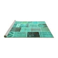thumbnail image 2 of Ahgly Company Machine Washable Indoor Round Patchwork Turquoise Blue Transitional Area Rugs, 7' Round, 2 of 4