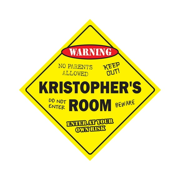 Kristopher's Room Sign Crossing Zone Xing | Indoor/Outdoor | 12" Tall kids bedroom decor door children's name boy girl