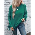 thumbnail image 6 of Female Casual Pullover Loose Bows Solid Color Round Neck Trendy Knit Long Sleeve Sweater Dark Green XL, 6 of 9