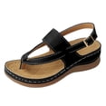 thumbnail image 5 of Rokment Orthopedic Wedges Flip Flops Sandals for Women 2026 Beach Summer Comfortable Leather Arch Support Platform Mid Heels Walking Dress Thongs with Adjustable Back Strap Black Size 6.5, 5 of 6