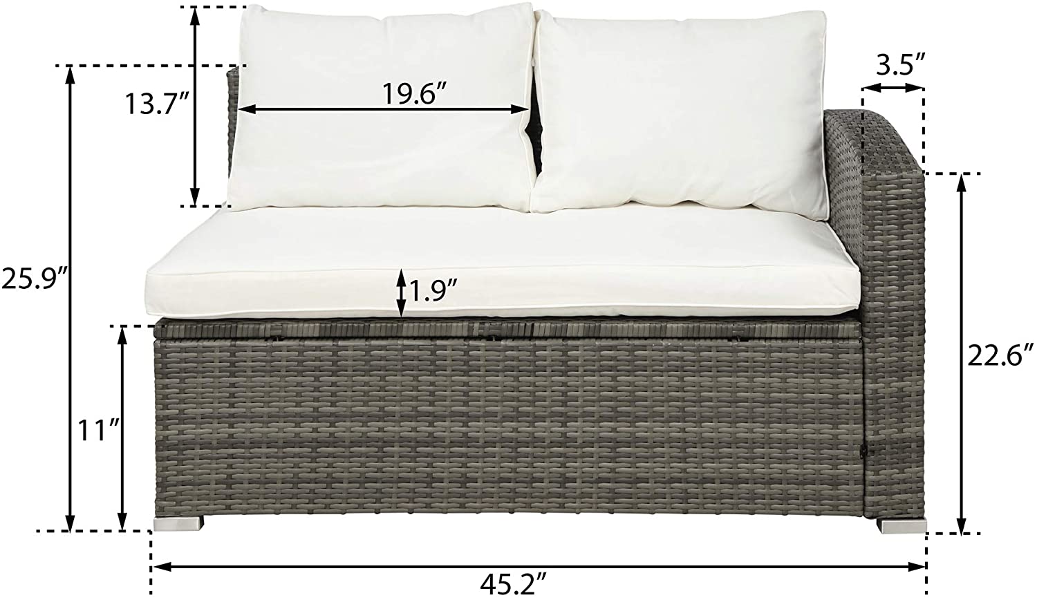 VIRUBI 4 PCS Outdoor Cushioned PE Rattan Wicker Sectional Sofa Set Garden Patio Furniture Set (Beige Cushion) - image 4 of 6