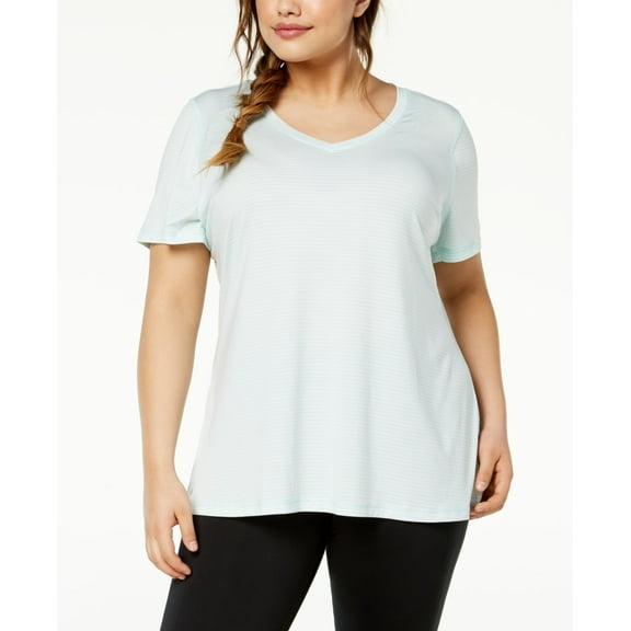 Ideology Plus Size Striped T-Shirt Sunlit Aqua 2X