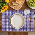 thumbnail image 4 of Purple Plaid Placemats Set of 12, Modern Art Checkered Farmhouse Placemats for Dining Table, Place Mats for Kitchen Tabletop, Waterproof Wipeable Dining Table Mats Set, 4 of 9
