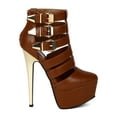 thumbnail image 2 of Wild Rose BC37 Women Leatherette Strappy Buckle Almond Toe Platform Stiletto Heel Bootie, 2 of 5