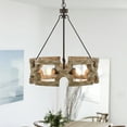 thumbnail image 3 of Warehouse of Tiffany Aarti Rustic Farmhouse 4 Light Wood Grain Paint Chandelier Pendant 19 Inch., 3 of 4