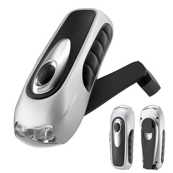 Hand Crank Solar Powered Rechargeable LED Flashlight - Waterproof Dynamo Torch for Outdoor Camping