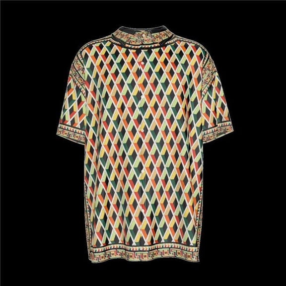 The House of Divino ADS-3MCSDS08-06CGJ-FFFFFF-M Jamaals Juke Joke Jam Short Sleeve Button Shirts - Medium