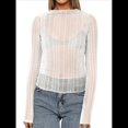 thumbnail image 1 of Camisetas de Larga Transparentes para Mujer, de Transparente, Ajustadas, con Ribete Festoneado, Blusas y Conjuntos Superiores M, 1 of 9