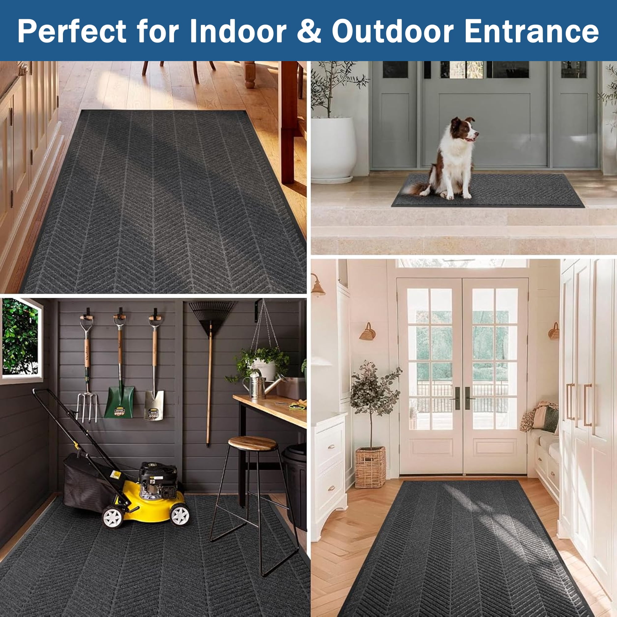 OVYEOFR 4' x 6' Commercial Front Door Mat, Non Slip Entrance Doormat Indoor Outdoor Carpet Door Mat, Commercial Doormat for Home Office Hotel, Grey