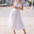 thumbnail image 4 of Moda mujer elegante sexy casual sin mangas honda correa color puro vestido de falda media Pompotops  qwe12590, 4 of 9
