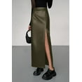 thumbnail image 5 of PRETTYGARDEN Womens Faux Leather Skirt Fall Bodycon High Waisted Slit Dressy Casual Winter Maxi Long Pencil Skirts, 5 of 9
