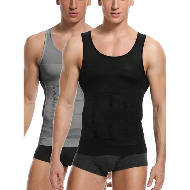 Mens Compression Undershirts Ultra Slimming Body Shaper Belly Control