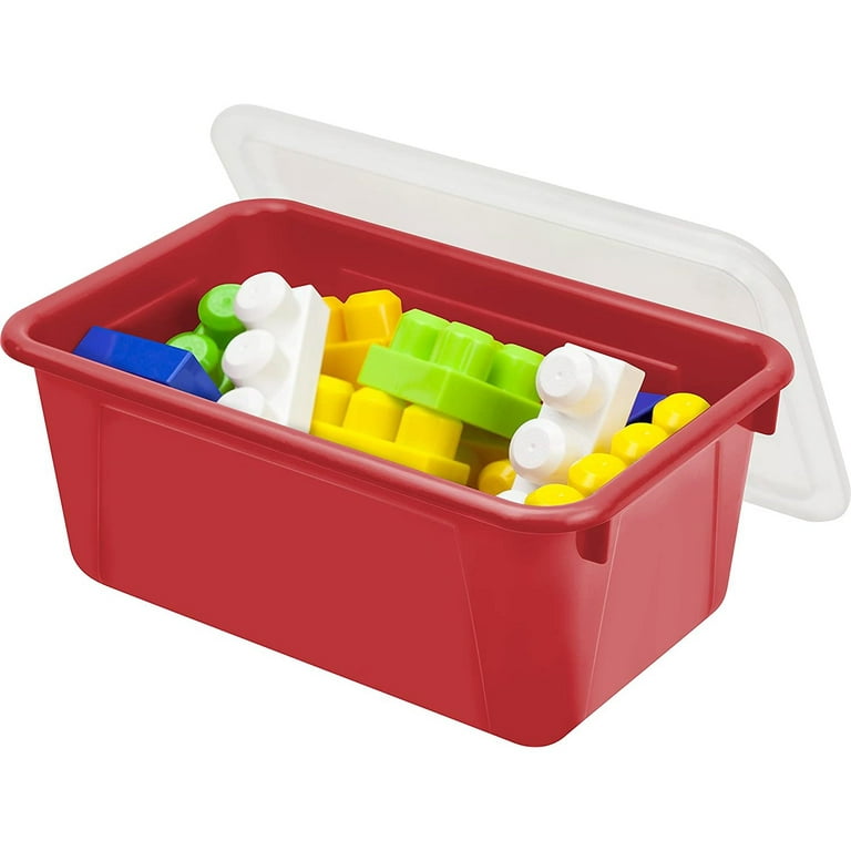 Storex Small Cubby Bins – Plastic Storage Containers for Classroom with  Non-Snap Lid, 12.2 x 7.8 x 5.1 inches, Assorted Colors, 5-Pack (62406U05C)