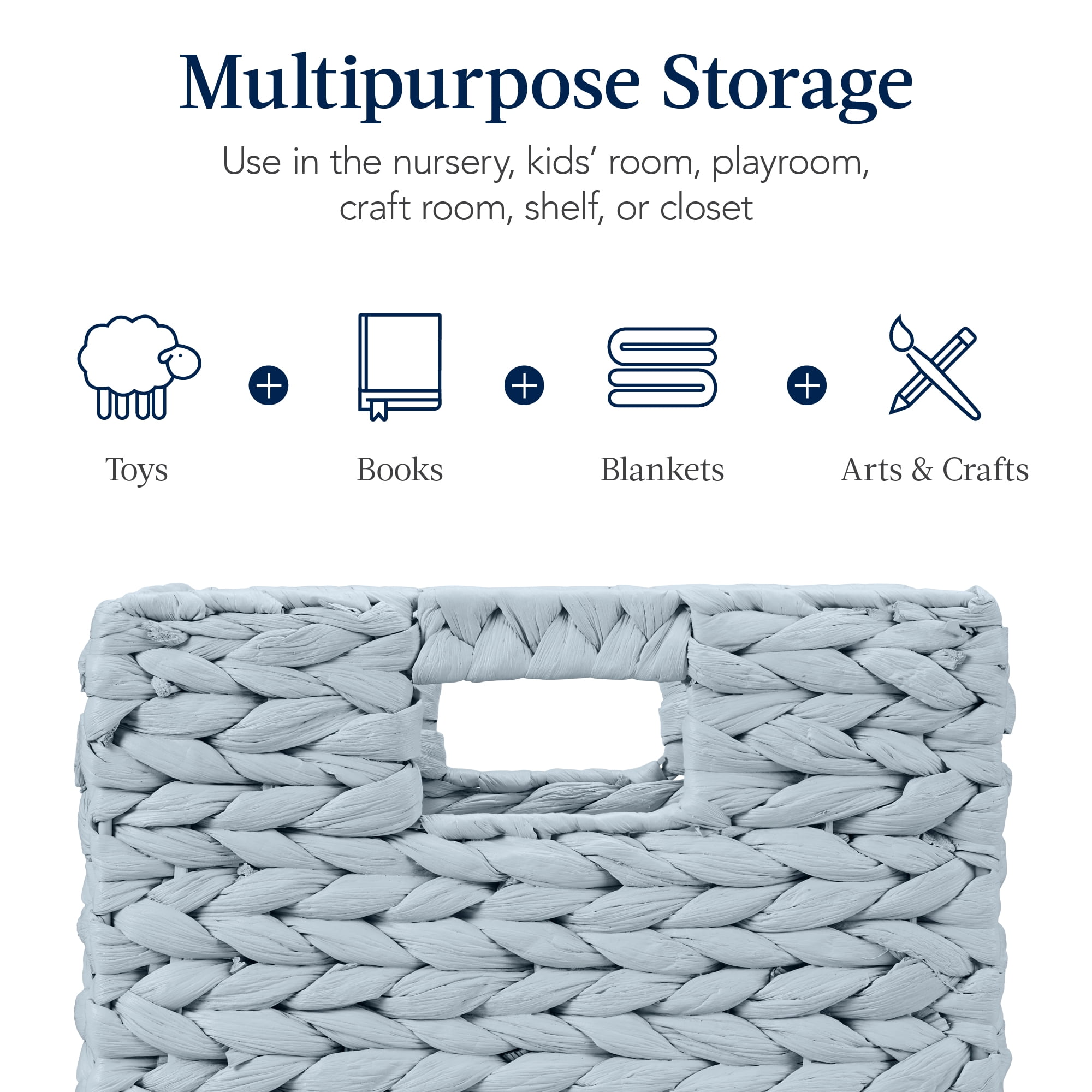 Best Choice Products 10.5x10.5in Hyacinth Storage Baskets, Set of 5 Multipurpose Collapsible Organizers - Blue