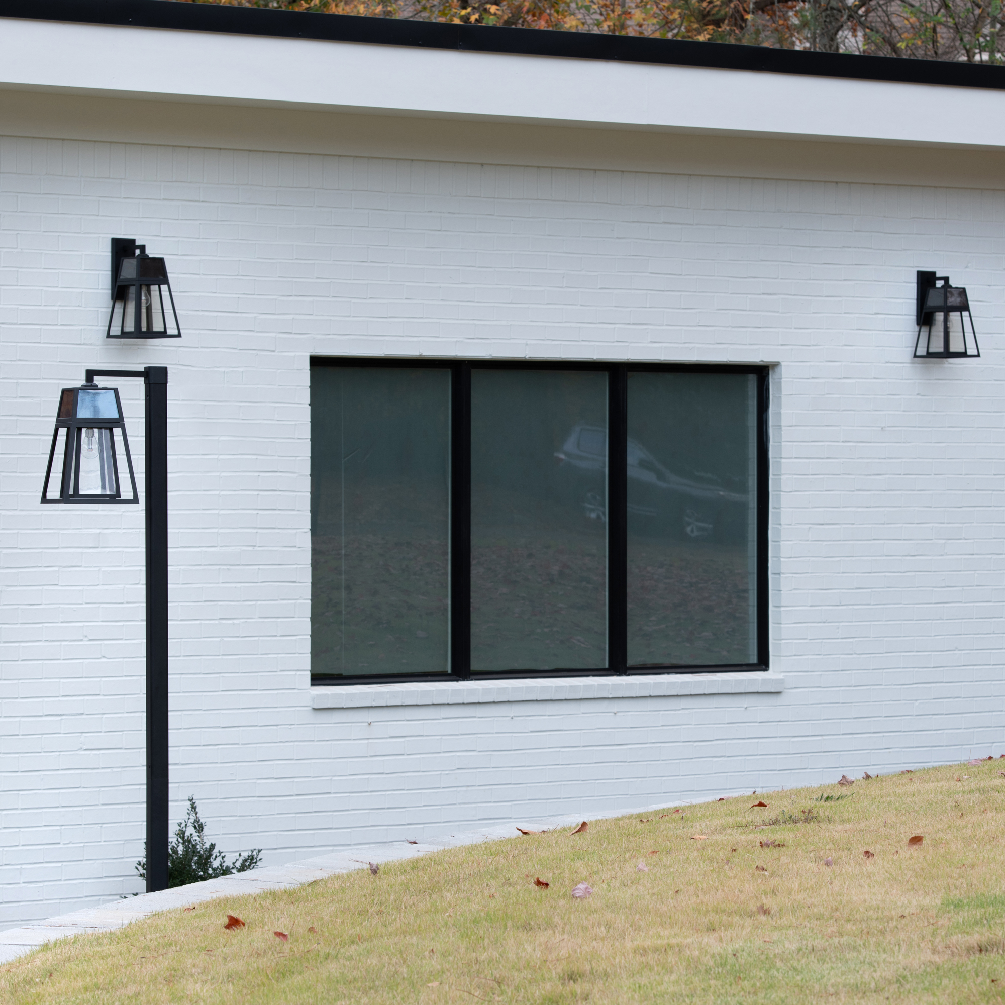 Aria 98 in. 1-Light Black Aluminum Solar Outdoor Commercial Waterproof Post Light Set with LED Light Bulb Included