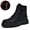 Black Nubuck Leather And Fuzz-lined, variant on Men’s High Top Combat Boots Non Slip Chunky Platform Ankle Boots with Adjustable Straps Casual Motorcycle Walking Fashion Boots for All Season Wear