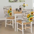 thumbnail image 5 of Summer Flowers Dining Chair Back Cover Only, Watercolor Sunflowers Vintage Letter Wood Grain Set of 8 Chair Back Covers, Removable Washable for Dining Room, Banquet & Holiday Decoration, 5 of 9